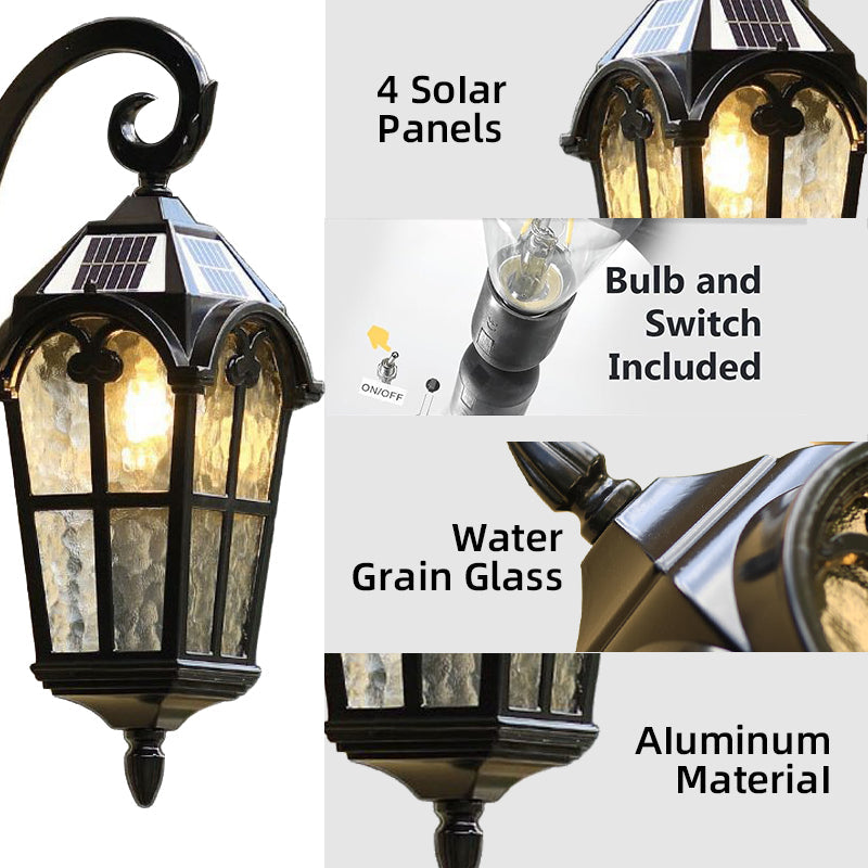 Solar Waterproof Outdoor Wall Light | Vintage Design with Remote Control for Porch. Patio & Garden Use