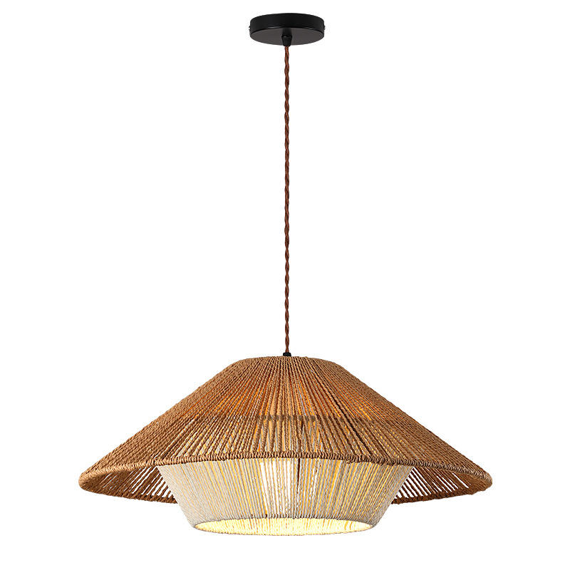 Wicker Japanese Pendant Light Fixture for Bohemian Home Decor & Dining Room Lighting
