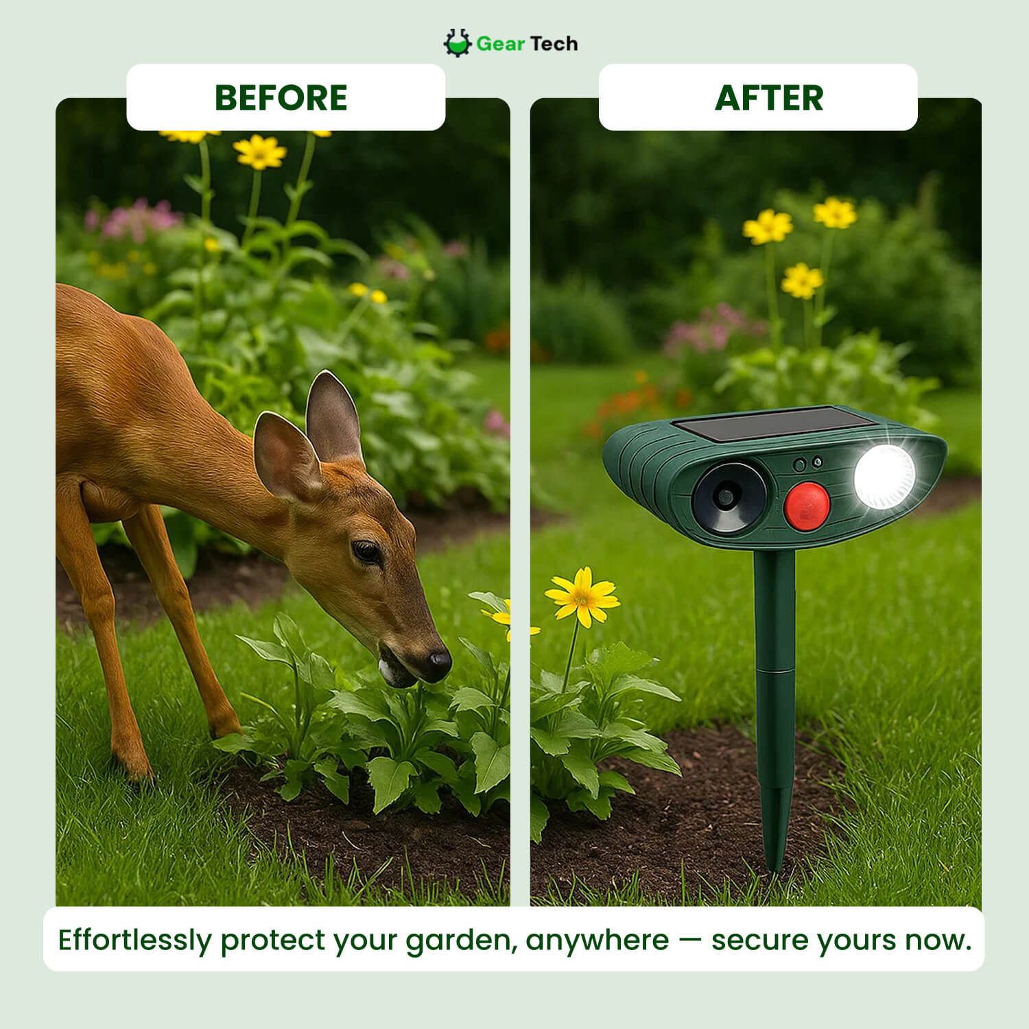 Solar-Powered Ultrasonic Deer Repeller - Effective Deer Deterrent for Gardens & Yards in 48 Hours