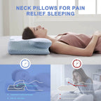 Cervical Memory Foam Pillow | Orthopaedic Contour Design with Cooling Cover for Back, Side & Stomach sleepers |  Pillows for back Sleepers