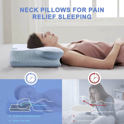 Cervical Memory Foam Pillow | Orthopaedic Contour Design with Cooling Cover for Back, Side & Stomach sleepers |  Pillows for back Sleepers