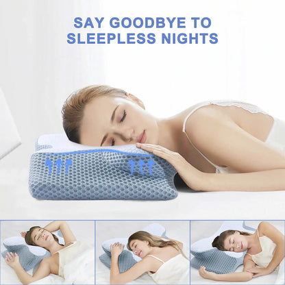 Cervical Memory Foam Pillow | Orthopaedic Contour Design with Cooling Cover for Back, Side & Stomach sleepers |  Pillows for back Sleepers