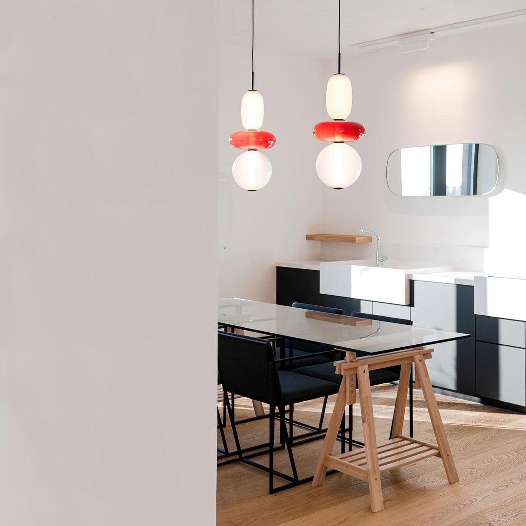 Glass Pendant Light Fixture with Candied Finish for Kitchen Island & Dining Room Lighting