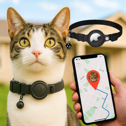 Cat GPS Tracker Collar | Quick Release Closure, Reflective Design & Durable for Outdoor Safety Adventures