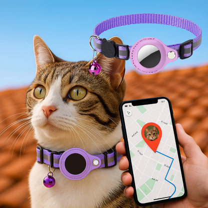 Cat GPS Tracker Collar | Quick Release Closure, Reflective Design & Durable for Outdoor Safety Adventures