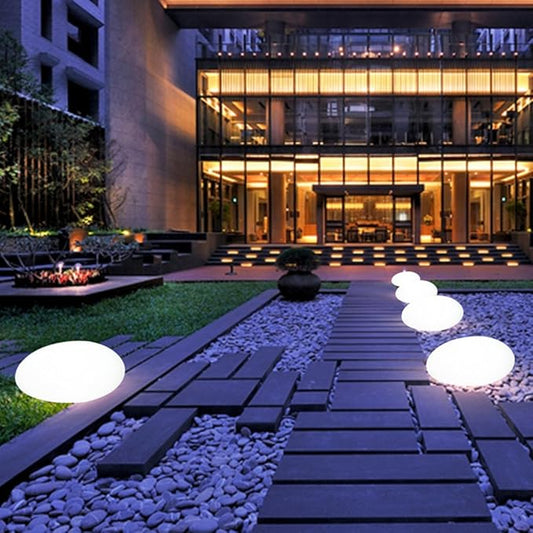 Cobblestone LED Garden Light Fixture - Solar-Powered Outdoor Lighting for Pathways & Landscapes