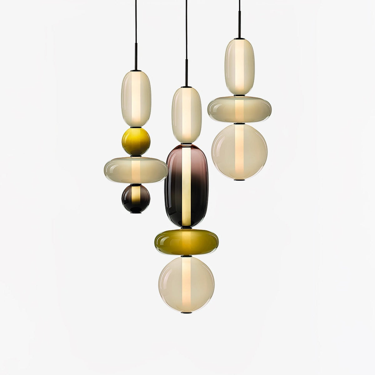 Glass Pendant Light Fixture with Candied Finish for Kitchen Island & Dining Room Lighting