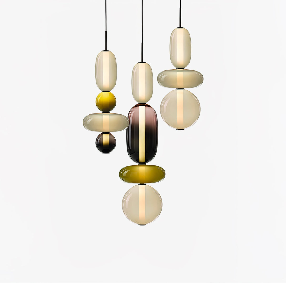 Glass Pendant Light Fixture with Candied Finish for Kitchen Island & Dining Room Lighting