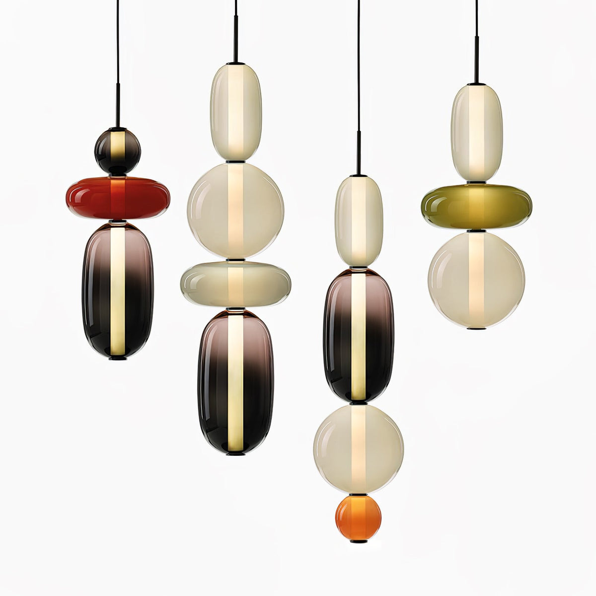 Glass Pendant Light Fixture with Candied Finish for Kitchen Island & Dining Room Lighting