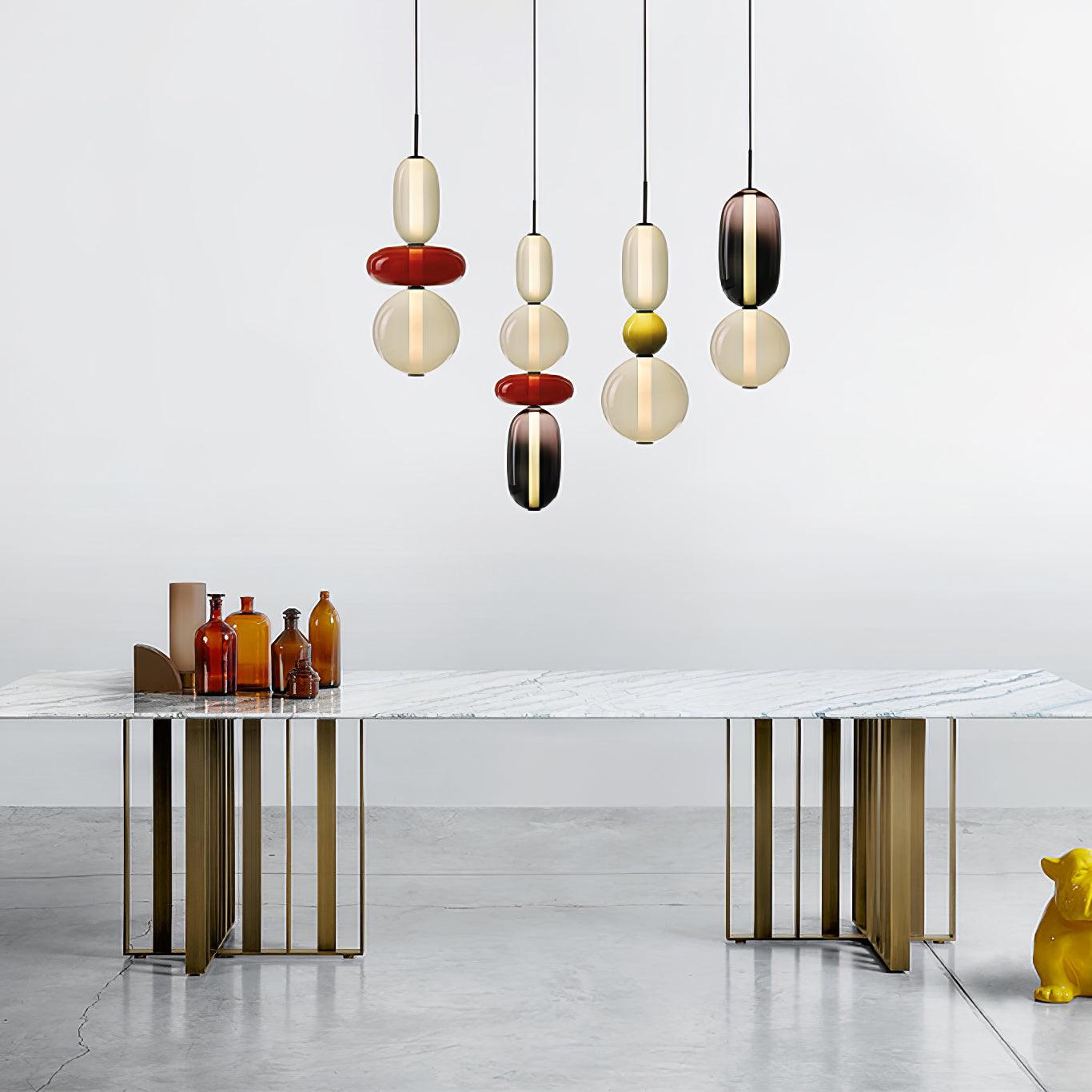 Glass Pendant Light Fixture with Candied Finish for Kitchen Island & Dining Room Lighting