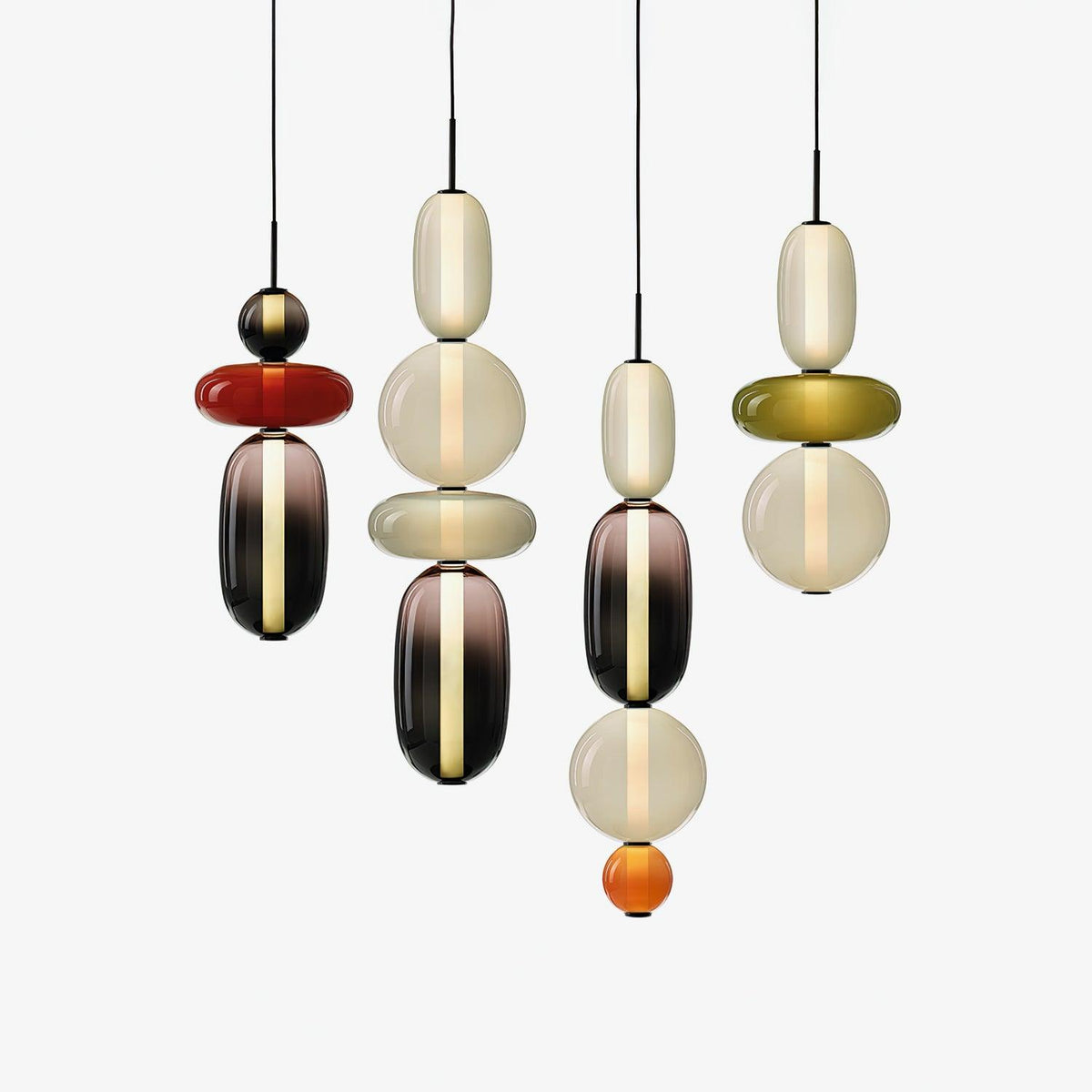 Glass Pendant Light Fixture with Candied Finish for Kitchen Island & Dining Room Lighting