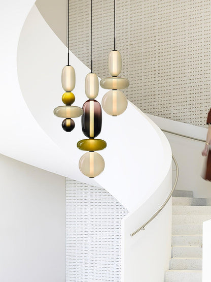 Glass Pendant Light Fixture with Candied Finish for Kitchen Island & Dining Room Lighting