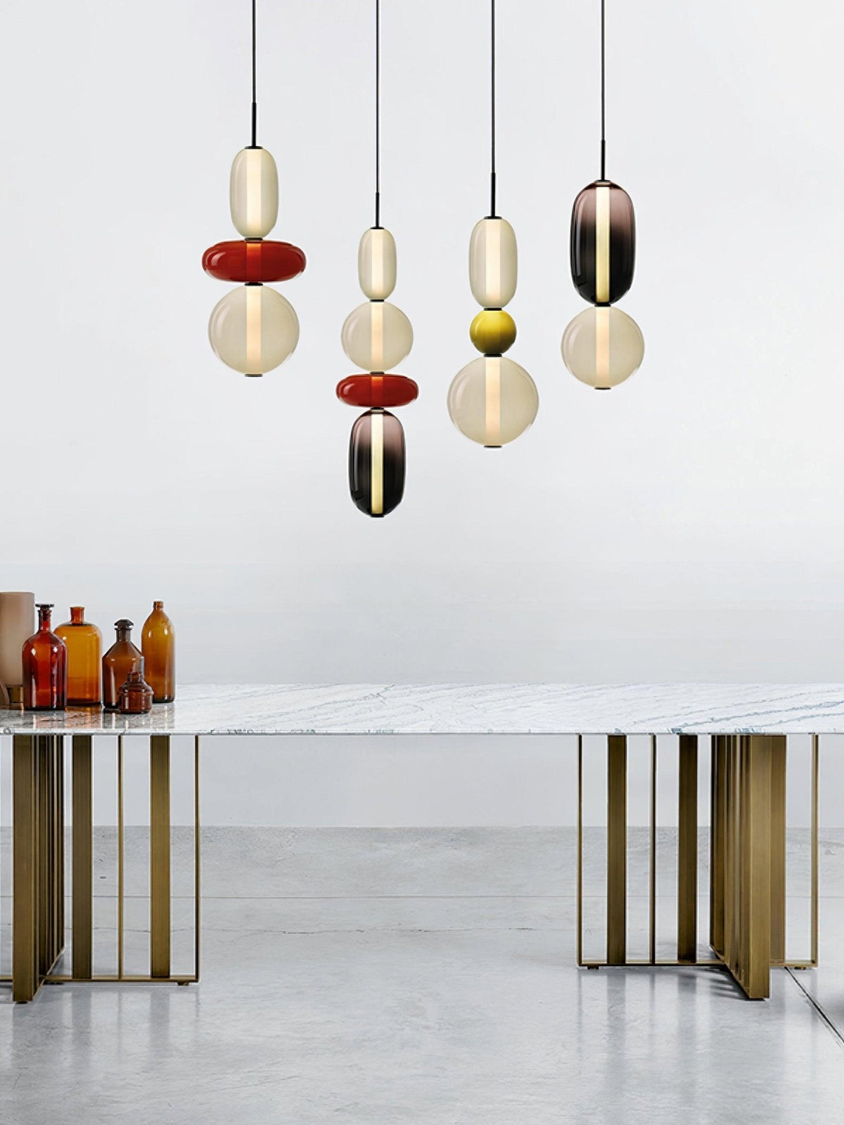 Glass Pendant Light Fixture with Candied Finish for Kitchen Island & Dining Room Lighting