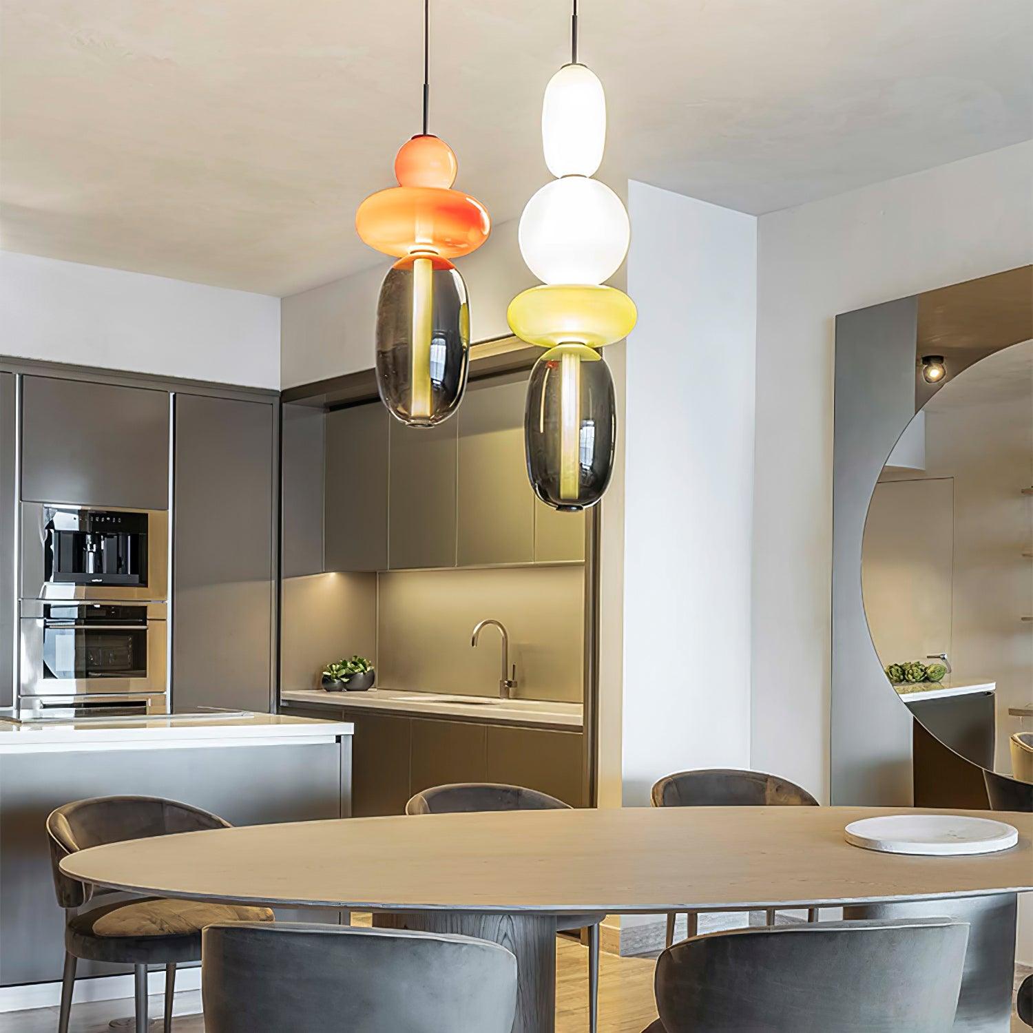 Glass Pendant Light Fixture with Candied Finish for Kitchen Island & Dining Room Lighting