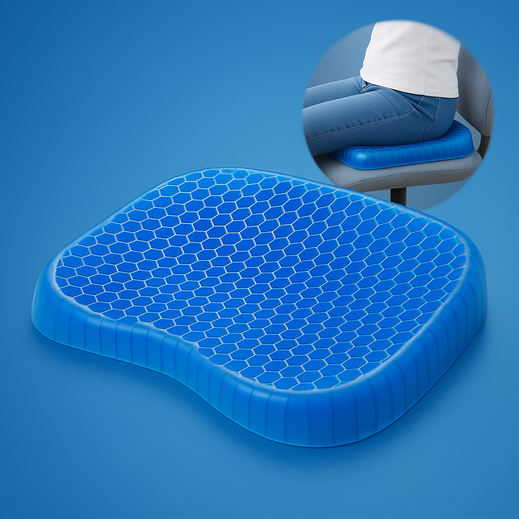 Seat Memory Foam Cushion – Orthopedic Gel Seat Pad for Office Chair, Car & Wheelchair Use