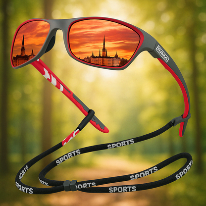 Mens Polarised Sports Sunglasses UK – UV400 Wrap Around Sunglasses for Cycling, Running & Outdoor Activities | Lightweight & Glare Protection
