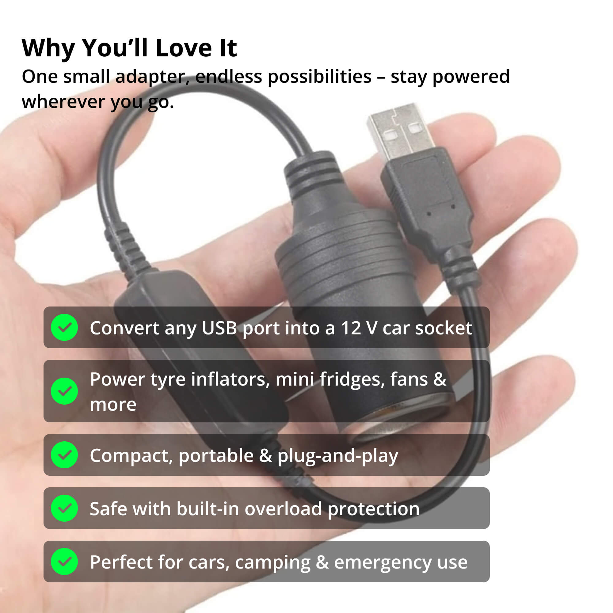 Cigarette Lighter Adapter – USB to 12V Socket Converter for Car Accessories
