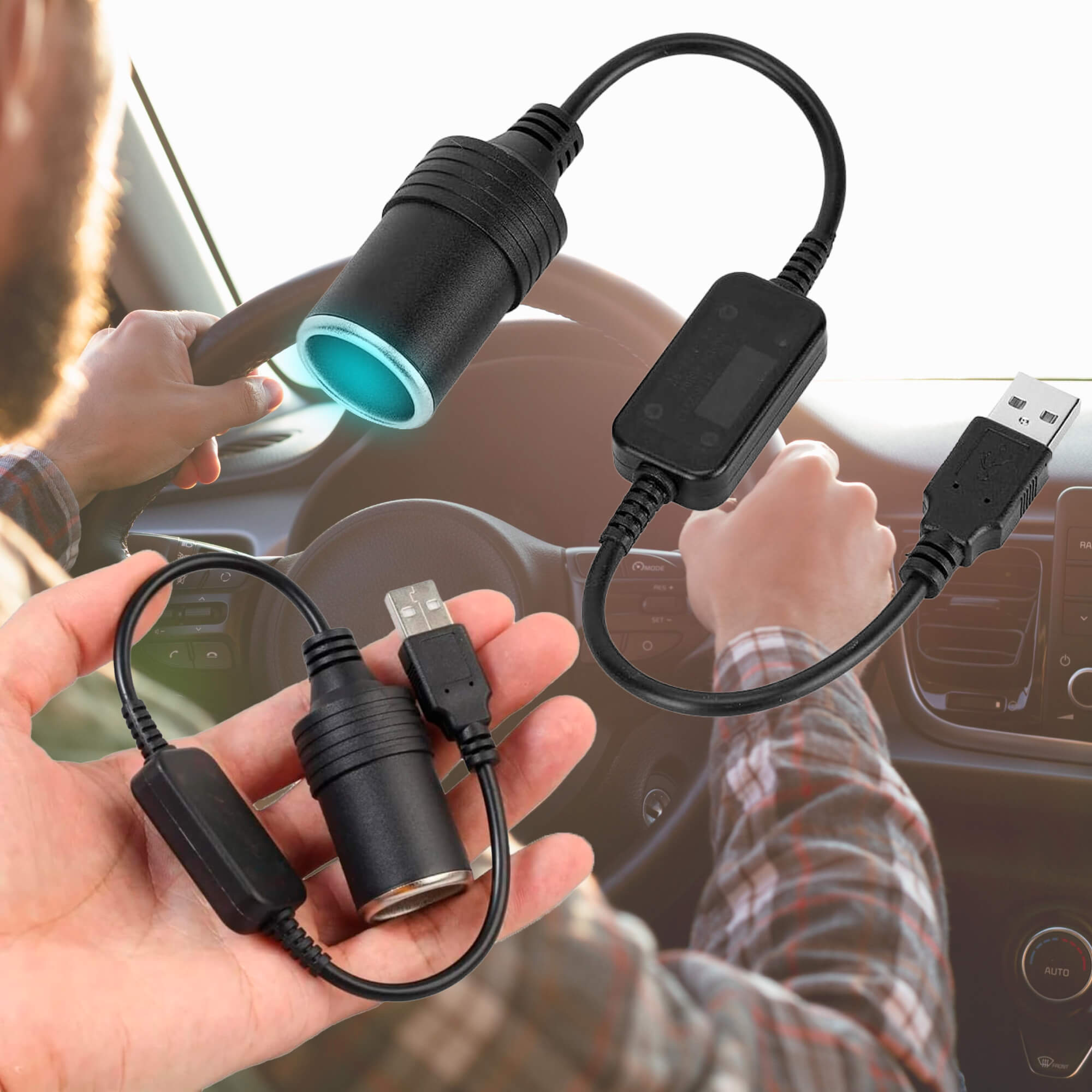 Cigarette Lighter Adapter – USB to 12V Socket Converter for Car Accessories