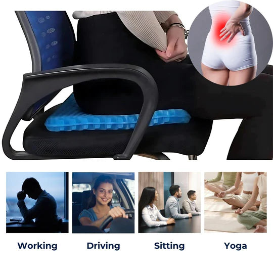 Seat Memory Foam Cushion – Orthopedic Gel Seat Pad for Office Chair, Car & Wheelchair Use