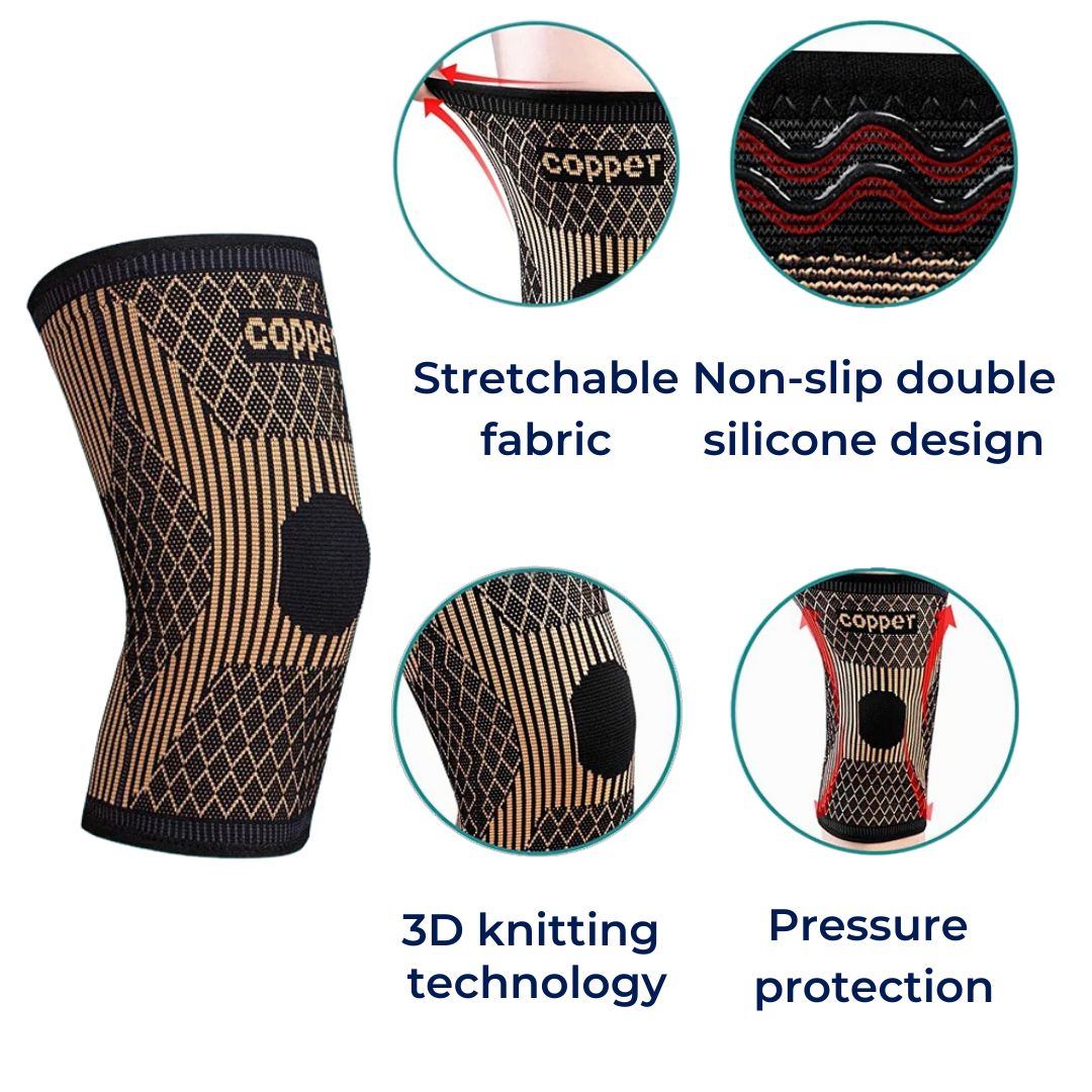 Copper Knee Support & Straps for Running – Compression Sleeve for Pain Relief, Stability & Mobility
