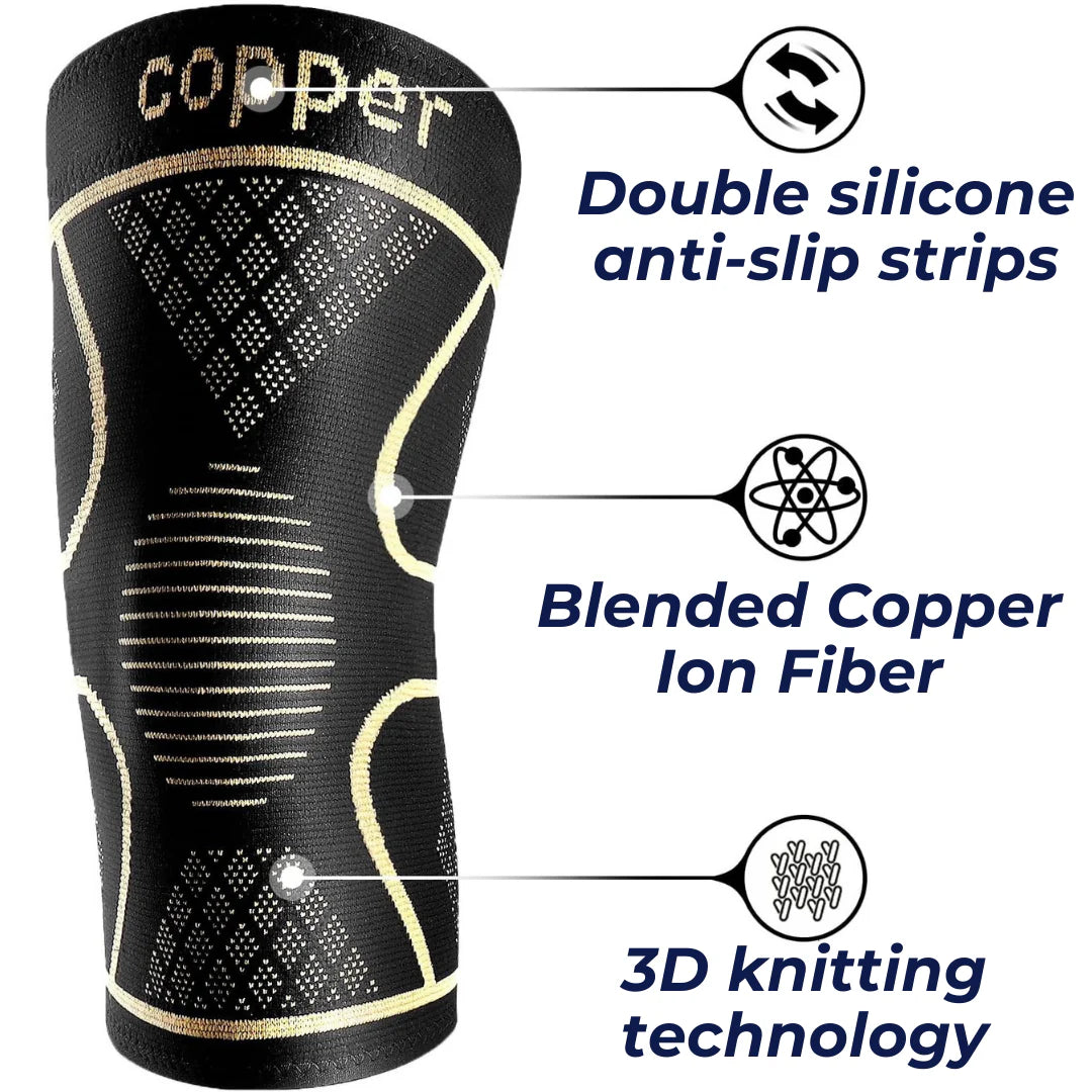 Copper Knee Support & Straps for Running – Compression Sleeve for Pain Relief, Stability & Mobility