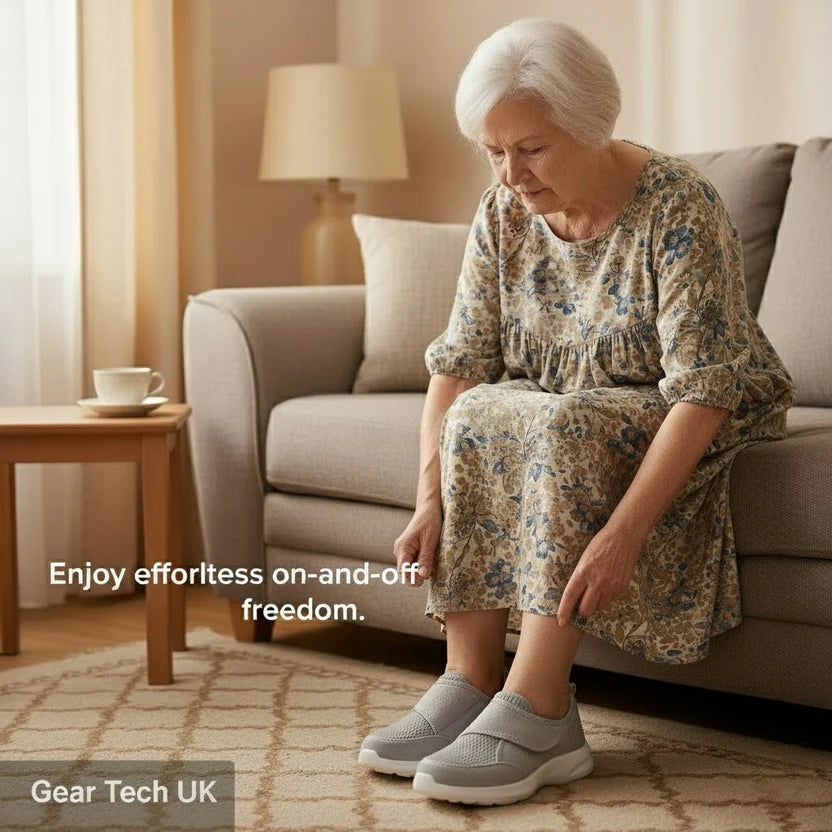 Elderly Shoes – Adjustable Velcro Orthopaedic Shoe for Swollen Feet, Breathable Cushioned Insole