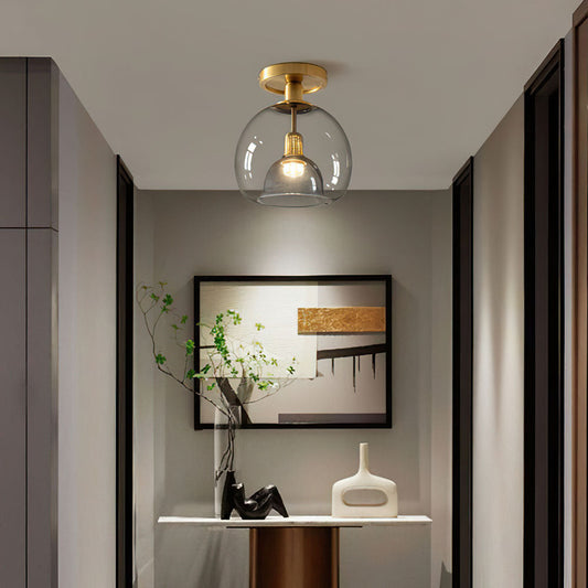 Modern Grey Glass Ceiling Light Fixture for Hallway & Entryway Lighting