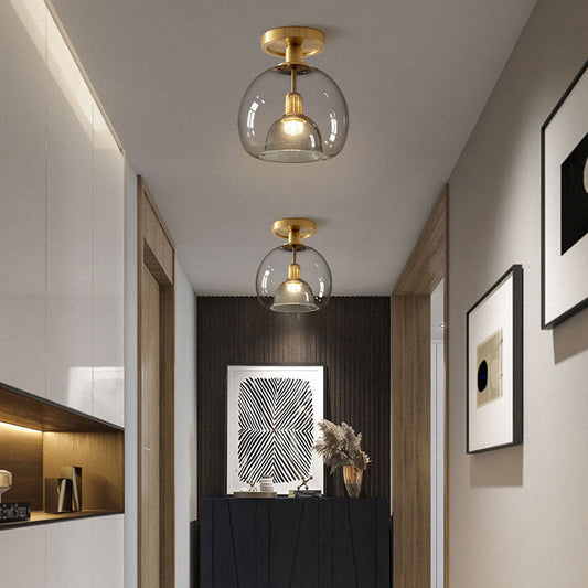 Modern Grey Glass Ceiling Light Fixture for Hallway & Entryway Lighting