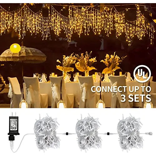 Twinkling Icicle String LED Lights | Warm White & Cool White, Extendable for Indoor & Outdoor Holiday Decor