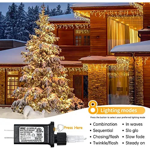 Twinkling Icicle String LED Lights | Warm White & Cool White, Extendable for Indoor & Outdoor Holiday Decor