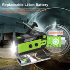 All-In-One Emergency Radio | 4000mAh Battery, Solar & Hand Crank Charging for Outdoor Adventures and Emergency Preparedness