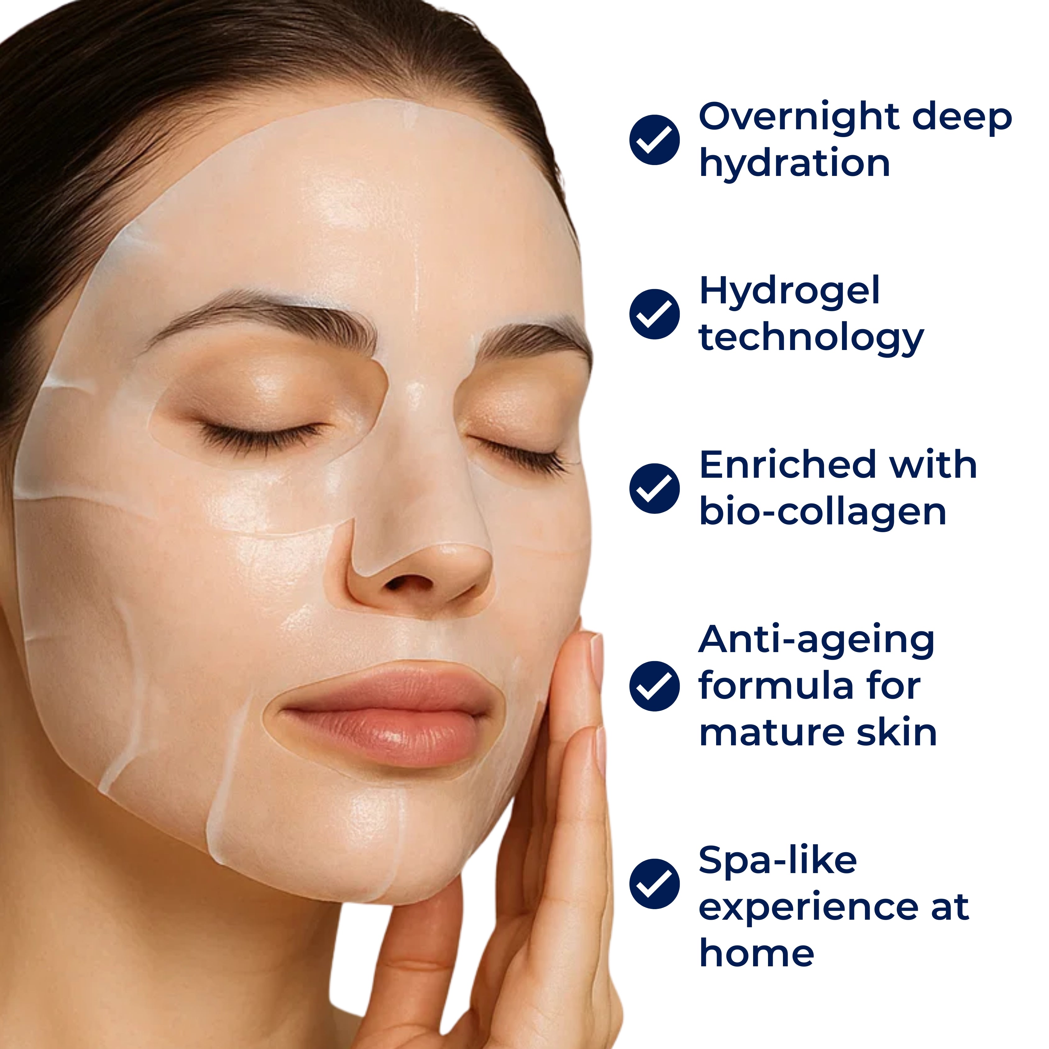 Night Face Mask – Hydrogel Collagen Sheet Mask for Mature Dry Skin & Radiant Shiny Skin