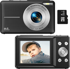 Portable Digital Camera 1080P 44MP with 16X Zoom – Compact Vlogging Camera with LCD Screen, Rechargeable, Perfect for Teens and Students