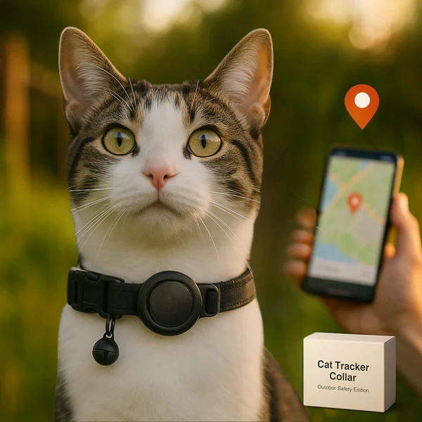 Cat GPS Tracker Collar | Quick Release Closure, Reflective Design & Durable for Outdoor Safety Adventures