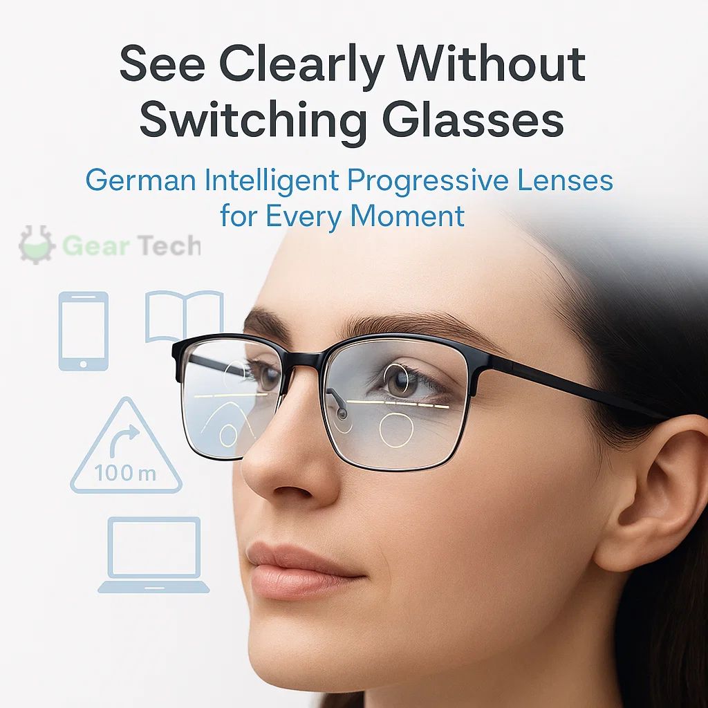 Progressive Multifocal Glasses for Clear Vision - German Intelligent Design for Everyday Use