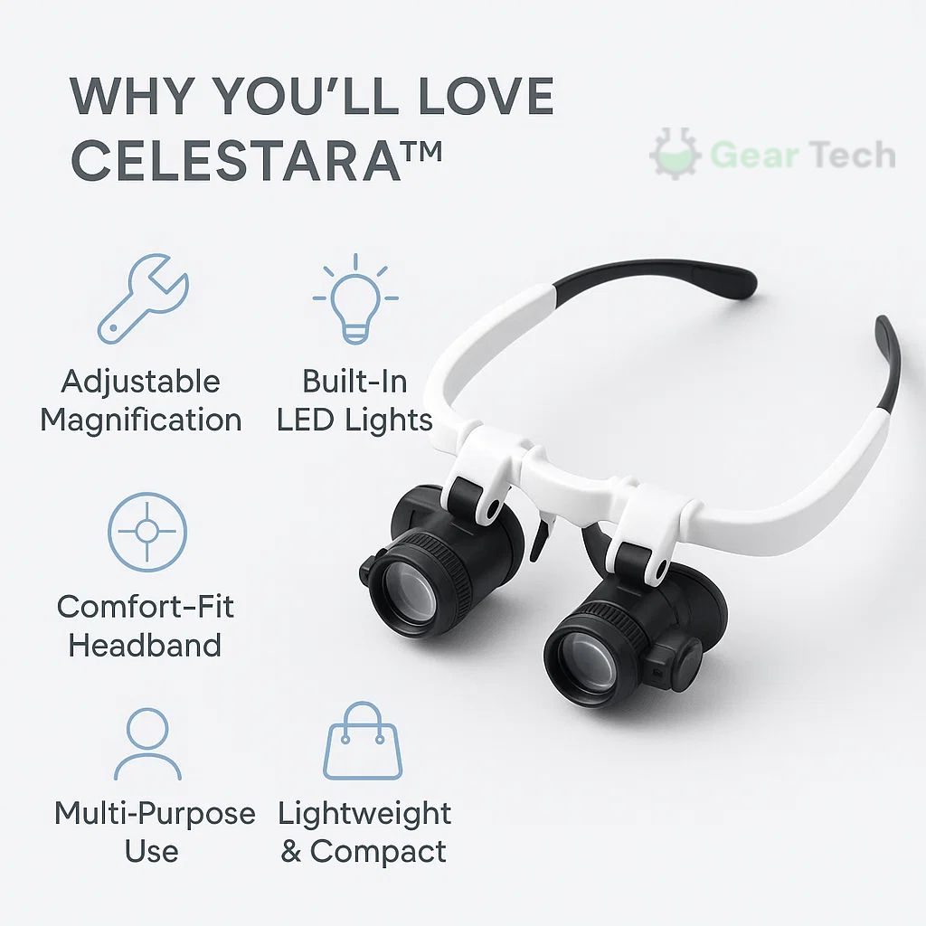 Celestara™ | LED Illuminated Precision Magnifier with Adjustable Brightness | Ideal for Reading, Hobbies & Detailed Work