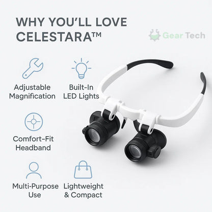 Celestara™ | LED Illuminated Precision Magnifier with Adjustable Brightness | Ideal for Reading, Hobbies & Detailed Work