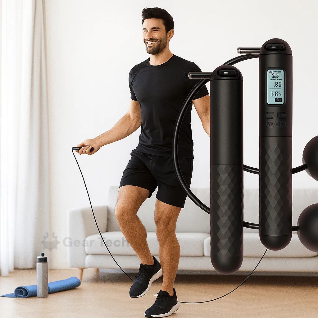 Weighted Cordless Jump Rope with Counter | Ergonomic, Tangle-Free Design for Home Workouts and Cardio Training
