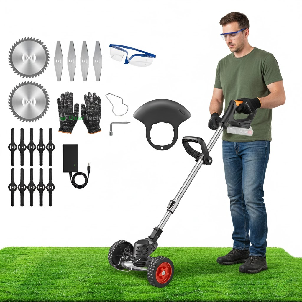 Heavy Duty Strimmer With Blades - Lawn Line Trimmer