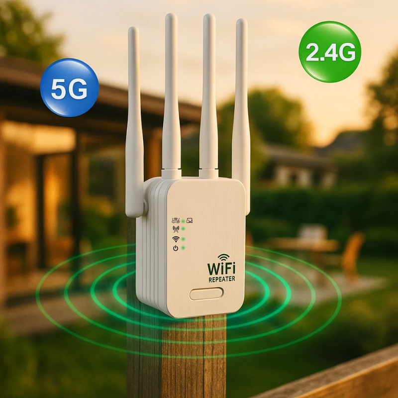 Long-Range Outdoor WiFi Booster | Dual-Band, 1200Mbps Speed for Total Coverage in Garden & Garage