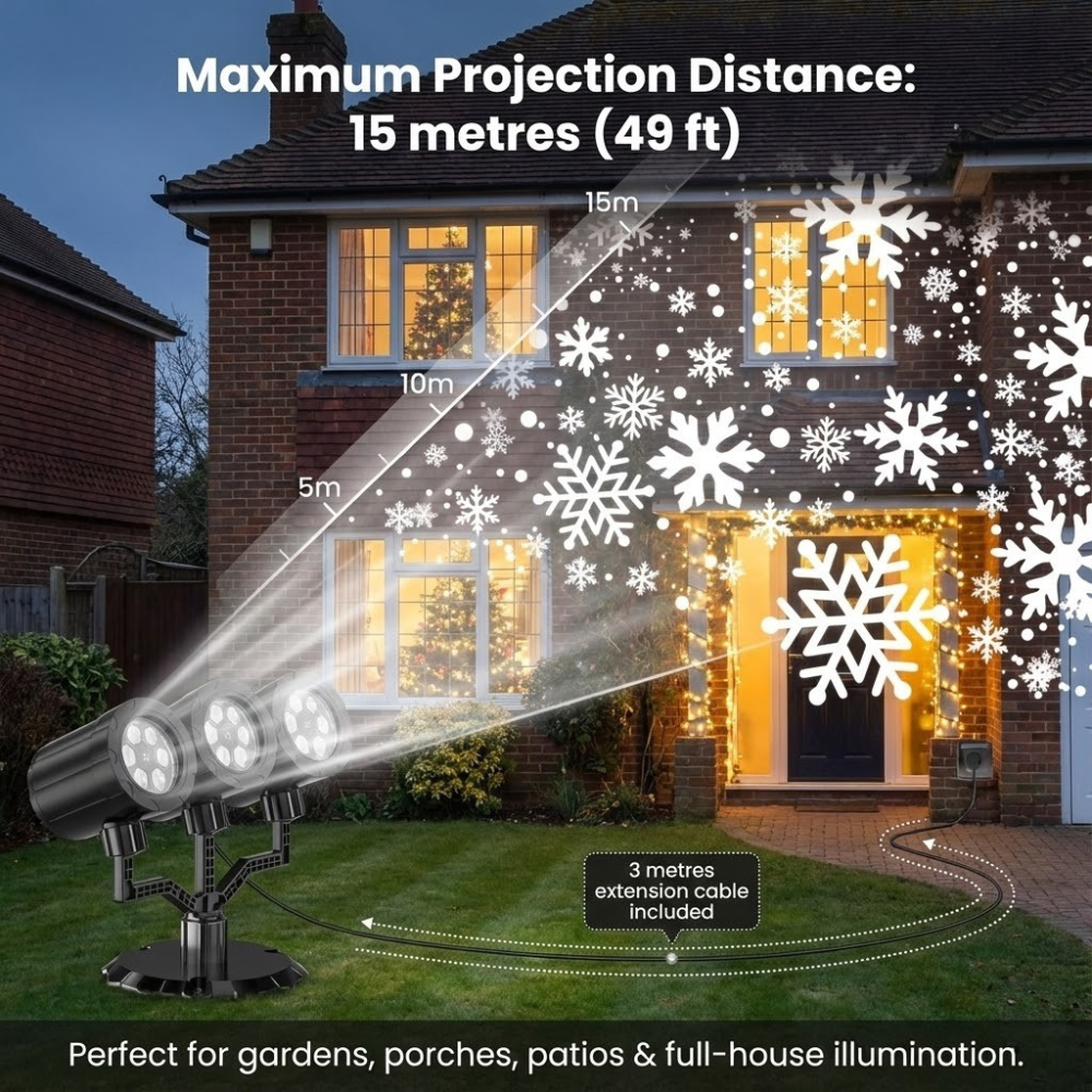 Christmas Projector Lights Outdoor - Waterproof LED Snow Projection Lights for Indoor Outdoor Christmas Decoration