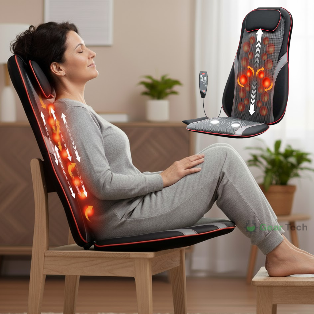 Shiatsu Full Body Back Massager with Heat & Adjustable Seat – Stress & Pain Relief Cushion