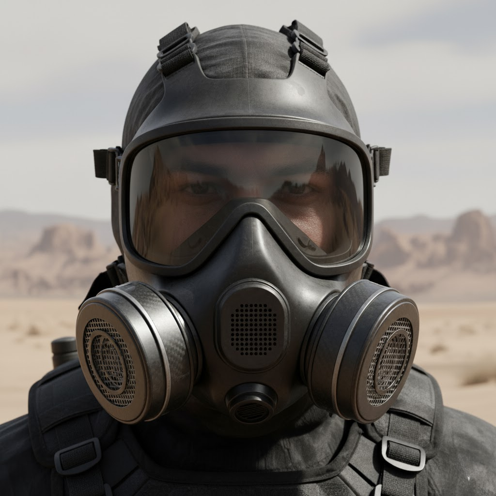 Multi-Filter NRBC Gas Mask | Built-In Hydration, Anti-Fog Visor & Comfortable for Tactical Operations