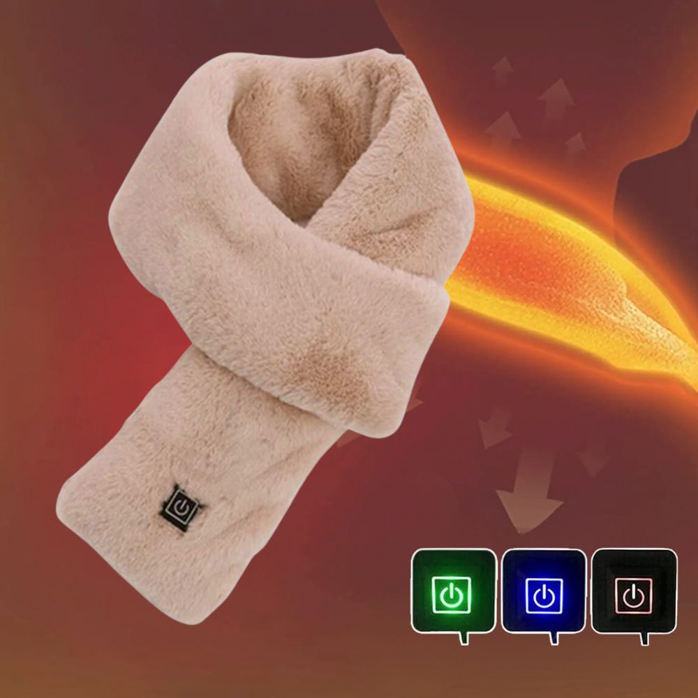 Heated Faux Fur Scarf UK – Rechargeable USB Winter Scarf, Soft Thermal Neck Warmer
