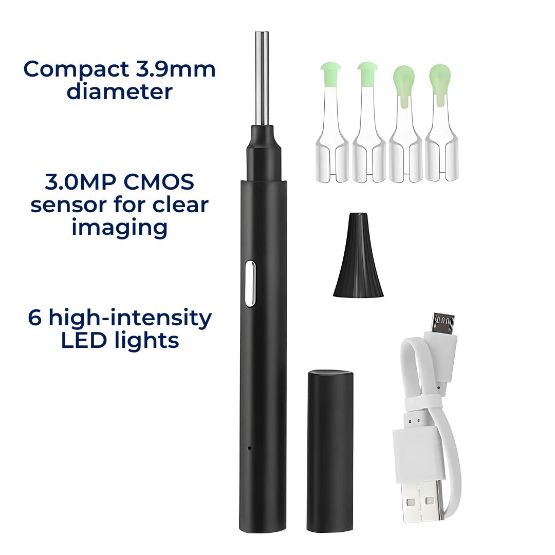 Ear Wax Removal Tool with Camera | Smart Otoscope Ear Cleaner | HD Visual Endoscope with 6 LEDs | Wi-Fi App