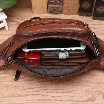 Genuine Leather Fanny Pack | Large Capacity, Robust Design & Versatile for Travel and Outdoor Activities