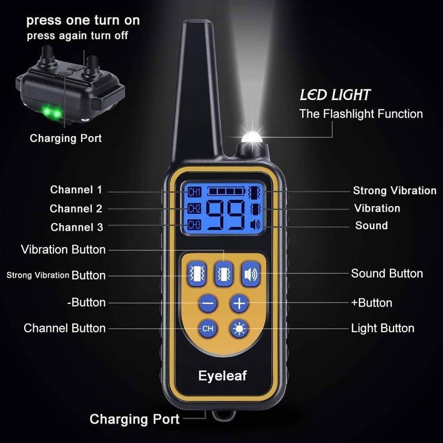 800M Rechargeable Electric Dog Training Collar | Waterproof, Remote Control & Ideal for Effective Dog Training