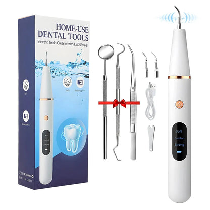 Ultrasonic Teeth Cleaning Device | 38 kHz Ultrasound, LED Light & USB Fast Charging for Home Dental Care