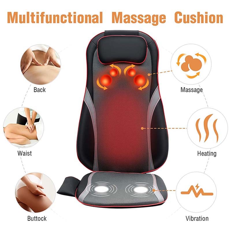 Shiatsu Full Body Back Massager with Heat & Adjustable Seat – Stress & Pain Relief Cushion