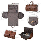 Luxe Leather Travel Duffle Bag | 2-in-1 Garment & Carry-On, Water-Resistant with Shoe Compartment for Travel and Business Trips